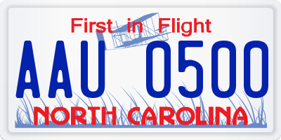 NC license plate AAU0500