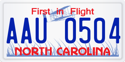NC license plate AAU0504