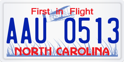 NC license plate AAU0513