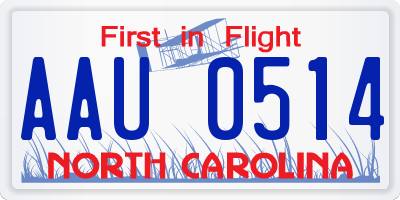 NC license plate AAU0514