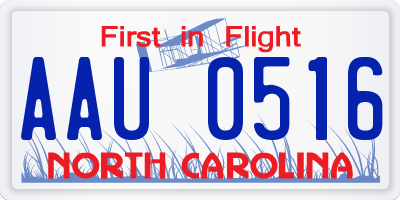 NC license plate AAU0516