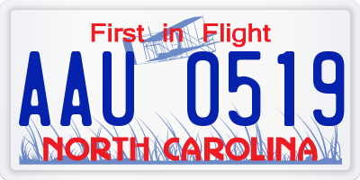 NC license plate AAU0519