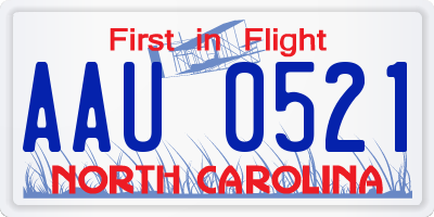 NC license plate AAU0521