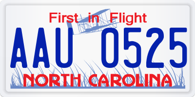 NC license plate AAU0525