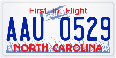 NC license plate AAU0529