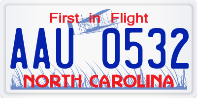 NC license plate AAU0532