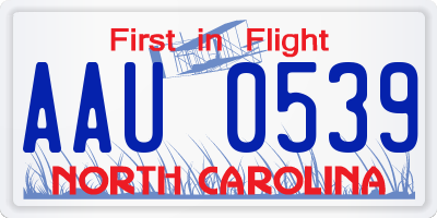 NC license plate AAU0539