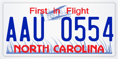 NC license plate AAU0554