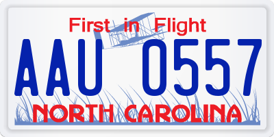 NC license plate AAU0557