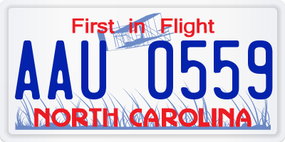 NC license plate AAU0559