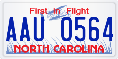NC license plate AAU0564