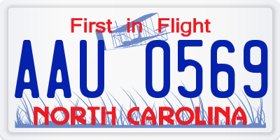 NC license plate AAU0569