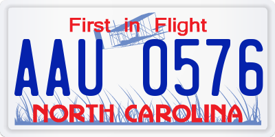NC license plate AAU0576