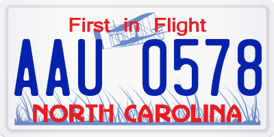 NC license plate AAU0578