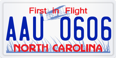 NC license plate AAU0606