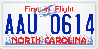 NC license plate AAU0614