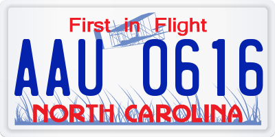 NC license plate AAU0616