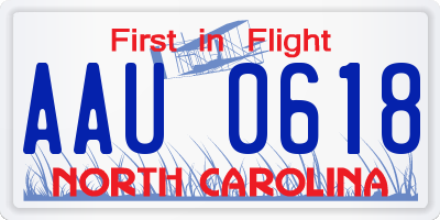 NC license plate AAU0618