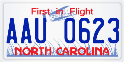 NC license plate AAU0623