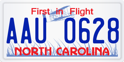NC license plate AAU0628