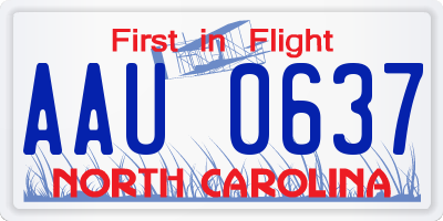 NC license plate AAU0637