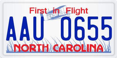 NC license plate AAU0655
