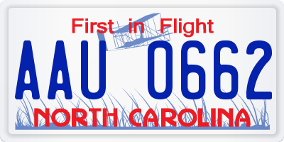 NC license plate AAU0662