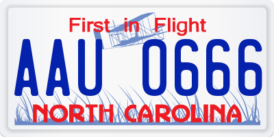 NC license plate AAU0666