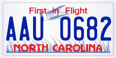 NC license plate AAU0682