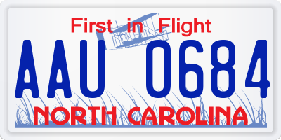 NC license plate AAU0684