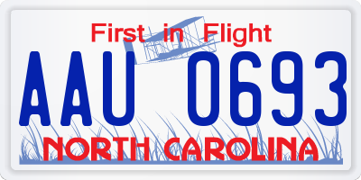 NC license plate AAU0693