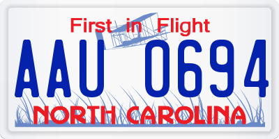 NC license plate AAU0694