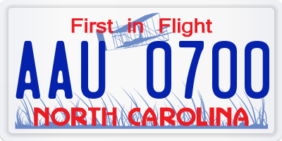 NC license plate AAU0700