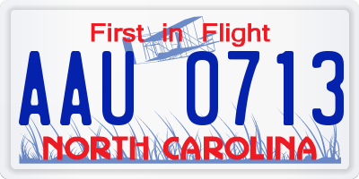 NC license plate AAU0713