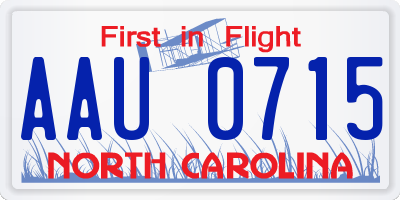 NC license plate AAU0715