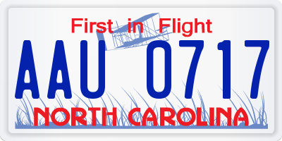 NC license plate AAU0717