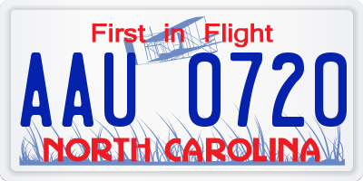 NC license plate AAU0720