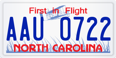 NC license plate AAU0722