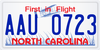 NC license plate AAU0723