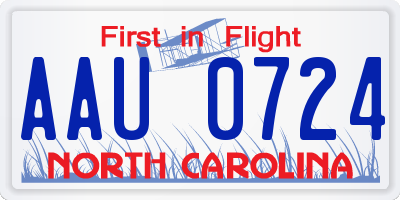 NC license plate AAU0724