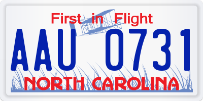 NC license plate AAU0731