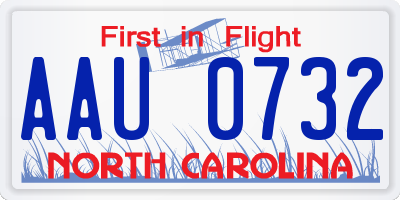 NC license plate AAU0732
