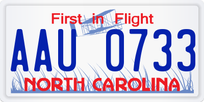 NC license plate AAU0733