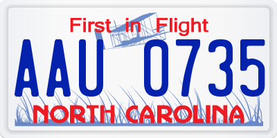 NC license plate AAU0735