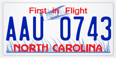 NC license plate AAU0743