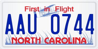 NC license plate AAU0744