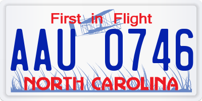 NC license plate AAU0746