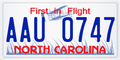 NC license plate AAU0747