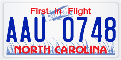 NC license plate AAU0748