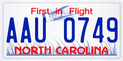 NC license plate AAU0749